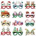 Tretdaity 12Pcs Christmas Glasses Glitter Party Decorations, Christmas Party Favors Eyeglasses Frames for Adults, Christmas Accessories for Photo Props Fun Christmas Gifts