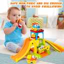 Marstone Toddler Toys for 1 2 Year Old Boys and Girls Gifts: Educational Elephant Slide with 4 Animal Car Toys for Baby 12-18 Months, First Birthday Gifts for Kids, Learning Push Truck Tracks Age 1-2