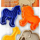 R&M Animal Collection Pastry & Cookie Cutter set of 4. Assorted Designs and Colors, Zebra, Lion, Giraffe, Elephant. 2 Inches Assorted Plastic Cookie Cutters