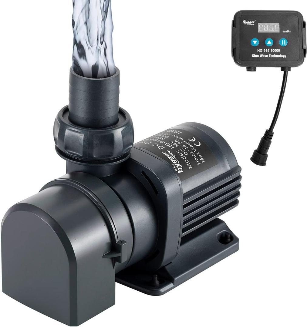 Hygger 2650GPH Quiet Submersible and External 24V Water Pump, with Controller (30%-100% Settings), Powerful Return Pump for Fish Tanks, Aquariums, Ponds, Fountains, Sump, Hydroponics (80W, 19.7ft) (80w, 2650gph, 19.7ft)