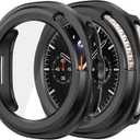 2 x Misxi 2-Pack Hard PC Case with Tempered Glass Screen Protector for Samsung Galaxy Watch 8 Classic 46mm, Overall Protection Anti-Slip Scratch-Resistant Cover for Galaxy Watch8 Classic, Black