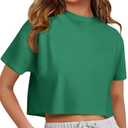 ZDC Girls Athletic Oversized Crop Tops Kids Drop Shoulder Short Sleeve T Shirts Workout Tees 5-14 Years Green S