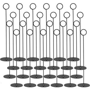 Urban Deco 24PK Table Number Holders Place Card Holders 12 Inch Table Card Holders Steel Card Holders for Photos, Food Signs, Memo Notes, Weddings, Restaurants, Birthdays (Black 24PK)