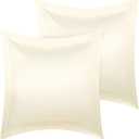 PiccoCasa 2 Pack Satin Pillowcase for Hair and Skin, Euro Sham Pillow Covers Soft Silky Oxford Pillow Cases with Envelope Closure European(26"x26") Cream