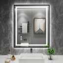 Amorho LED Bathroom Mirror, 24"X30" Front Light and Backlit with Black Frame, Stepless Dimmable, Anti-Fog, Shatter-Proof, Memory, 3 Colors, Double LED Vanity Mirror