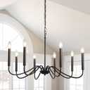 Generies Black Farmhouse Chandelier 8 Lights,Modern Industrial Iron Pendant Lighting, Classic Rustic Candle Ceiling Light Fixture for Bedroom Living Dining Room Kitchen Island
