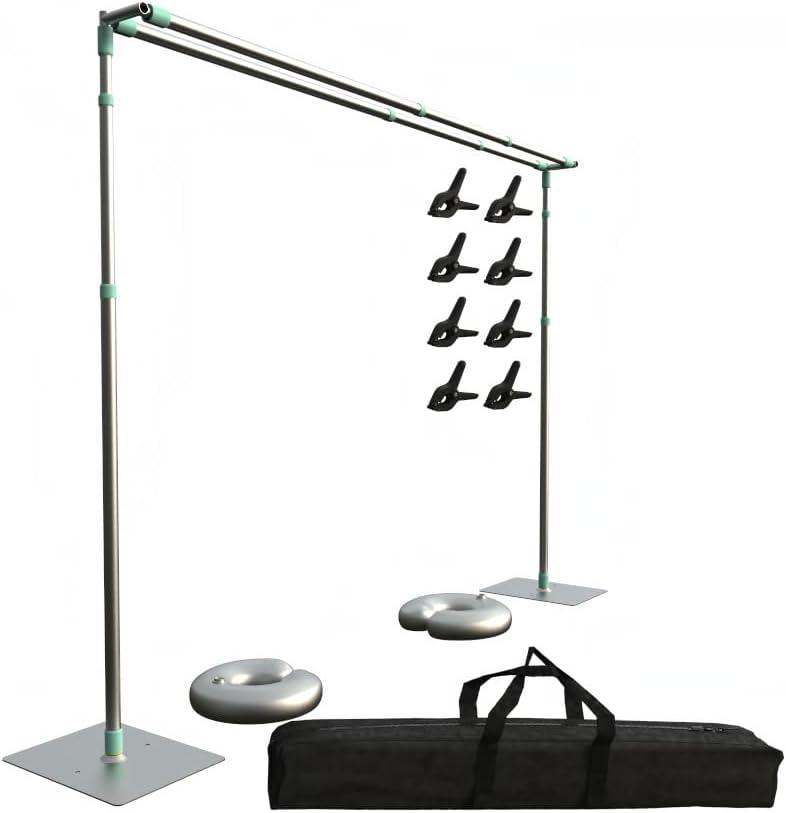 Adjustable Backdrop Stand Pipe Kit Heavy Duty Portable Quick Set Up for Wedding&Party&Event&Photography&Show&Display (10FT x 10 FT Double Crossbar, No Drape) But Not for Flower Walls/TVs/Heavy Items