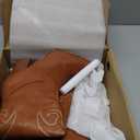 VOMIRA Knee High Cowboy Boots for Women Pointed Toe Chunky High Heels Pull-on Embroidered Boots Western Boots Wide Calf Cowgirl Boots (7, Brownpu)