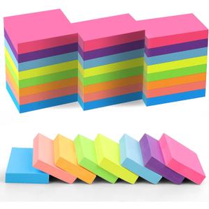 Azureal Small Sticky Notes 1.5x2 Inches, 24P 100 Sheets/Pad 8 Bright Colors Sticky Notes Small for Office, Home, School and Meeting
