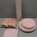 350 Pcs Light Pink Plates and Napkins, 50 Guest Spring Party Supplies Include Scalloped Paper Plates Napkins Cups Plastic Spoons Forks Knives Disposable Tableware Set for Baby Shower