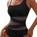 Blooming Jelly Women's Sexy One Piece Bathing Suits Slimming Mesh Swimwear One Shoulder Swimsuits for Women 2026 M