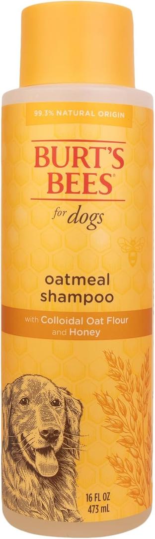 Burt's Bees for Pets Oatmeal Dog Shampoo with Honey, Soothing Formula for Itchy and Sensitive Dog Skin, Colloidal Oat Flour and Honey, pH Balanced, Sulfate-Free, 16 Fl Oz