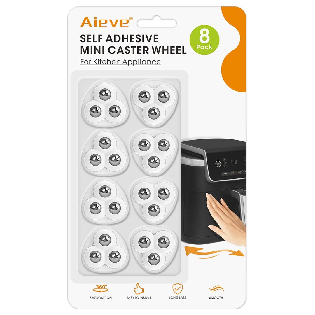 Aieve Self Adhesive Caster Wheels, 8 Pack Small Furniture Sliders Appliance Rollers, Swivel 360 Universal Appliance Slider Roller Casters for Kitchen Countertop Coffee Maker, Air Fryer, Storage Box