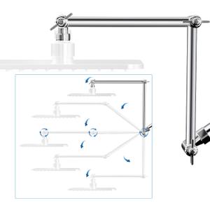 18'' Shower Head Extension Arm, Anti-Leak Adjustable Shower Arm Extender for Rain & Handheld Shower Head, Extended Shower Arm with G1/2 Universal Connector Compatible (Extend, Chrome)