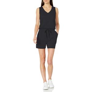 Amazon Essentials Women's Studio Terry Romper (X-Large, Black)