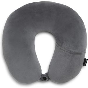 Brookstone Microbead Travel Head and Neck Pillow Lightweight and Plush with Phone or Headphone Pocket, Dark Grey Brookstone Microbead Travel Head and Neck Pillow Lightweight and Plush with Phone or Headphone Pocket, Dark Grey