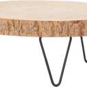 Creative Co-Op Large Paulownia Wood Pedestal with Metal Legs