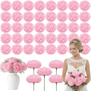 Suncalla 50 Pcs Artificial Peony Rose Flowers Heads 4.7 Inches Silk Fake Peony Head Flowers for Wedding Bridal Bouquet Home Floral DIY Centerpieces Tables Party Decorations (Pink)