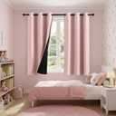 NICETOWN 100% Blackout Pink Curtains for Girls Room 2 Panels, W42 x L63 in per Panel, Privacy Protection & Thermal Insulated Grommet Window Drapes for Nursery Bedroom