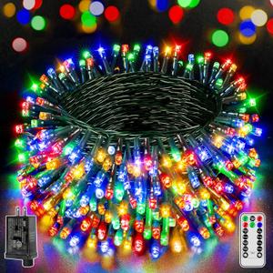 500 LED 164 FT Christmas Lights, Waterproof Outdoor String Lights with Remote and Timer, Christmas Tree Lights with 8 Modes Dimmable, Fairy Lights for Holiday Decor (Multicolor)