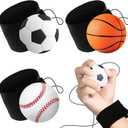 ArtCreativity 2.25 Inch Sports Wrist Balls - Set of 3 - Includes Basketball, Baseball, and Soccer Ball Wristband Toys - Durable Foam String Attached Rebound Balls - Party Favor, Gift Idea for Kids