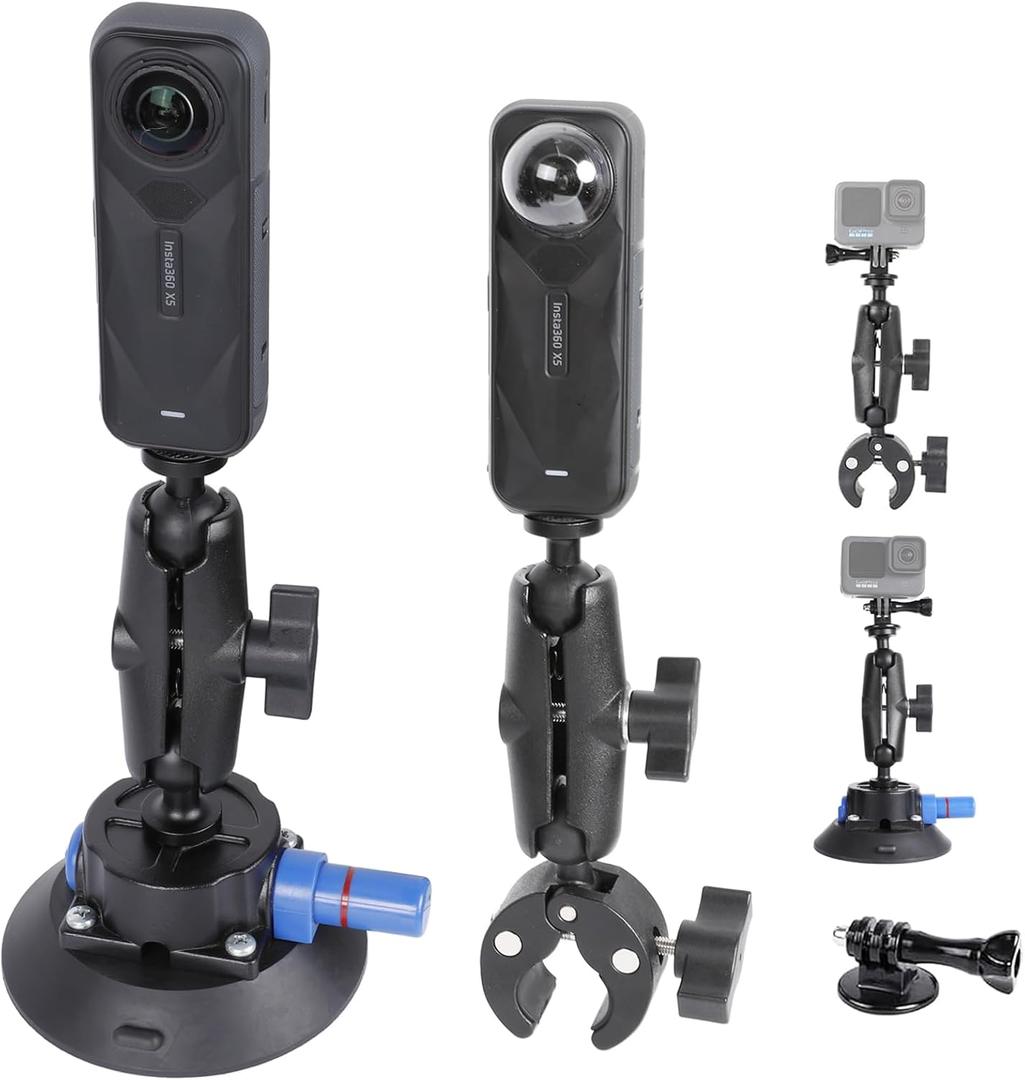 PellKing Camera Air Pump Vacuum Suction Cup Handlebar Mount Kit Compatible with Insta360 X5/X4/X3/GoPro 13/12/11/10/9,with 360 Rotation Function Handlebar Mount Magic Arm 4.5" Vacuum Suction Cup