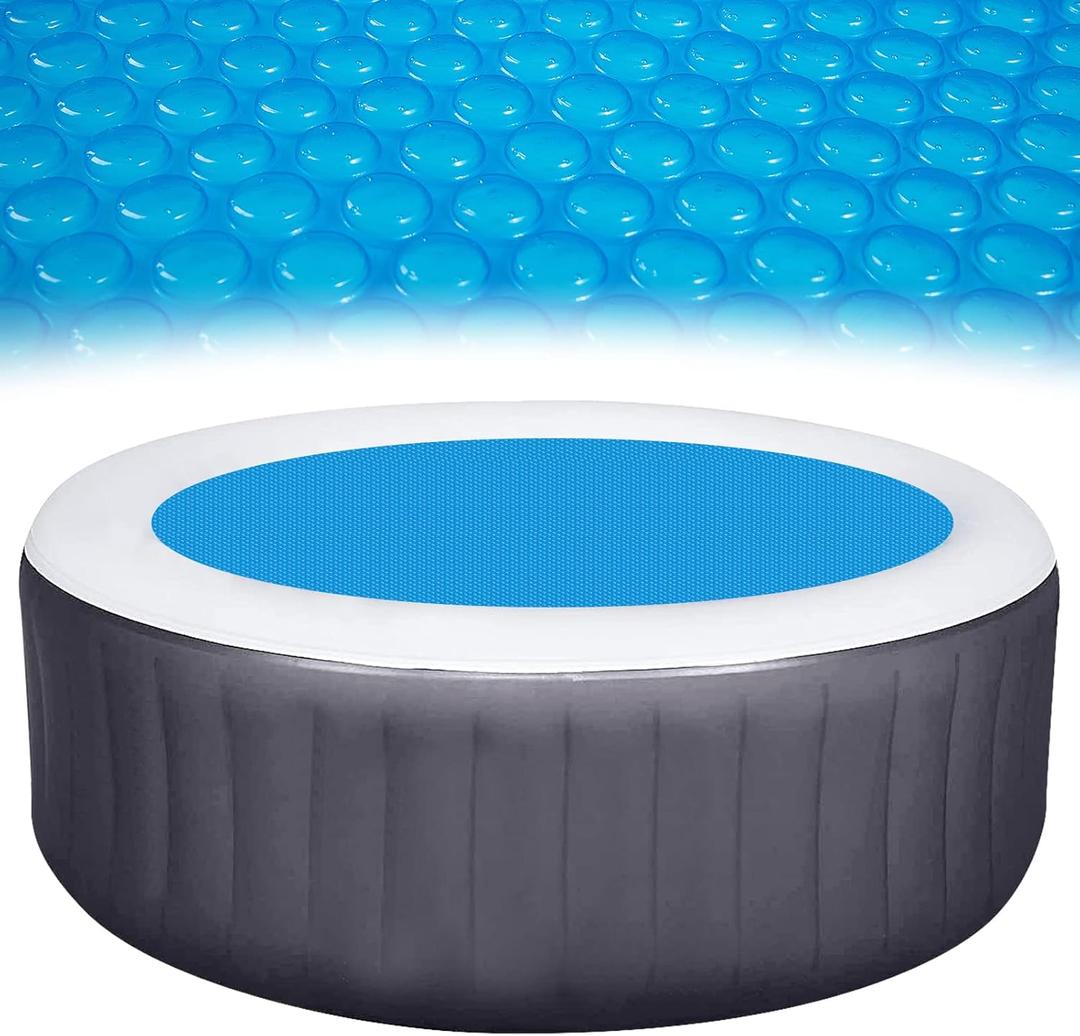 MADHOLLY Spa Hot Tub Cover for Heat Retention - 7FT Dia Round 16-Mil Heavy-Duty Bubble Solar Blanket for Preventing Water Evaporation, Easy to Cut and Clean