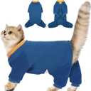 Cat Hair Sticky Onesie, Prevent Hair Loss Cat Pajamas, Long Sleeves Anti-Licking & Skin Disease Recovery Suit for Cats, Sphynx Clothes Costumes Outfits for Pet, 2XL