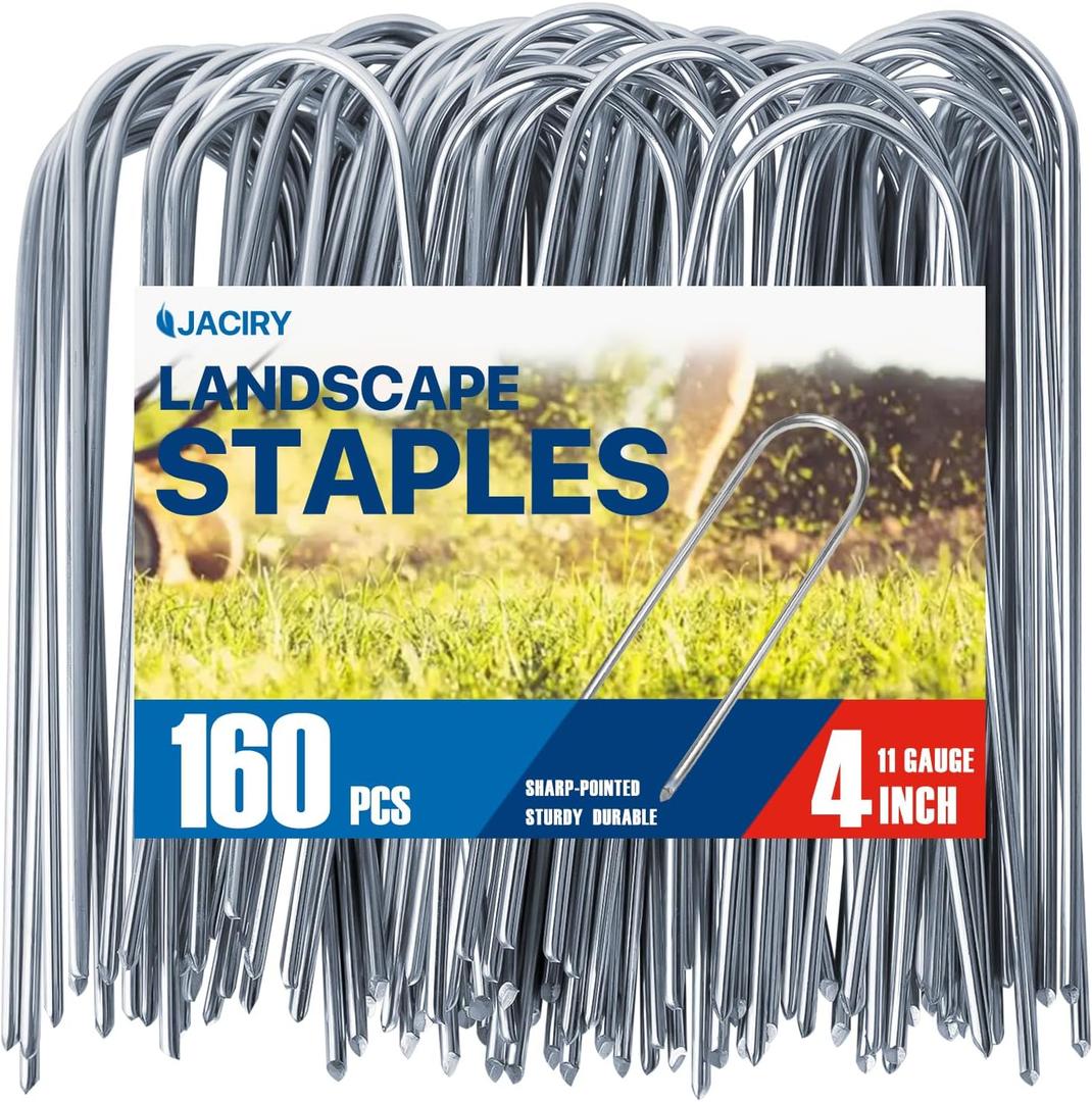 Landscape Staples U4Inch 160Pack,Galvanized Garden Stakes Yard Stakes Garden Staples Prefect for Weed Barrier Fabric,11 Gauge Landscape pins for Tent,Balloons, Irrigation Tube.