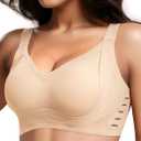 Women's Seamless Wireless Bras No Underwire Push Up Bra Stylish Hollow Out Bralette Full Coverage T Shirt Bra (Black, L)