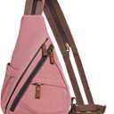 KL928 Canvas Sling Bag - Small Crossbody Backpack Shoulder Casual Daypack Rucksack for Men Women(Large Version, Rust Red)