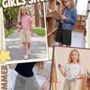 3 Pack Girls' Bermuda Long Shorts 5-14Y | Bermuda Shorts, Athletic, Long Short, Drawstring, Sweatshorts Pocket, for Summer, Casual, for Girls, Kids, Teen, 5-14Y