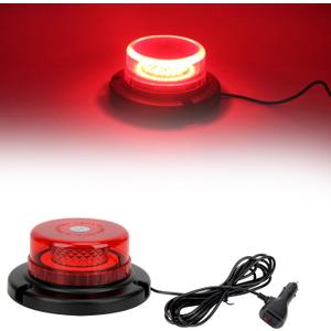 Red Forklift Beacon Strobe Lights, 12-24V 16 Flashing Modes 48 LED with Magnetic Base for Construction Vehicles, Trucks, Golf Carts, Snow Plow (Red, 1Pc)