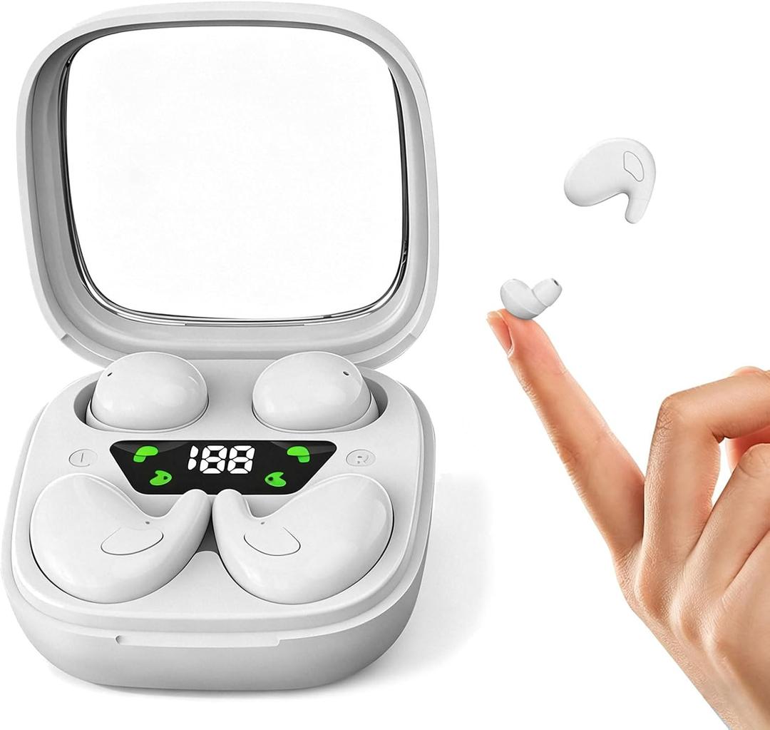 Xmenha Flat Sleep Mini Invisible Small Tiny Earbuds Wireless Bluetooth Ear Buds for Sleeping Headphones Micro Smallest Discreet Sleep Earbuds Earphones for Side Sleepers, Small Ears Canals Women, Work