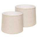 GIGIVOSHA Lamp Shades Set of 2 - Drum Lampshades 11.4" x 12.9" x 9.8" Inches, Fabric Medium Replacement Lampshades for Table Lamp, Floor Lamp, Assembly Required, Spider, Linen