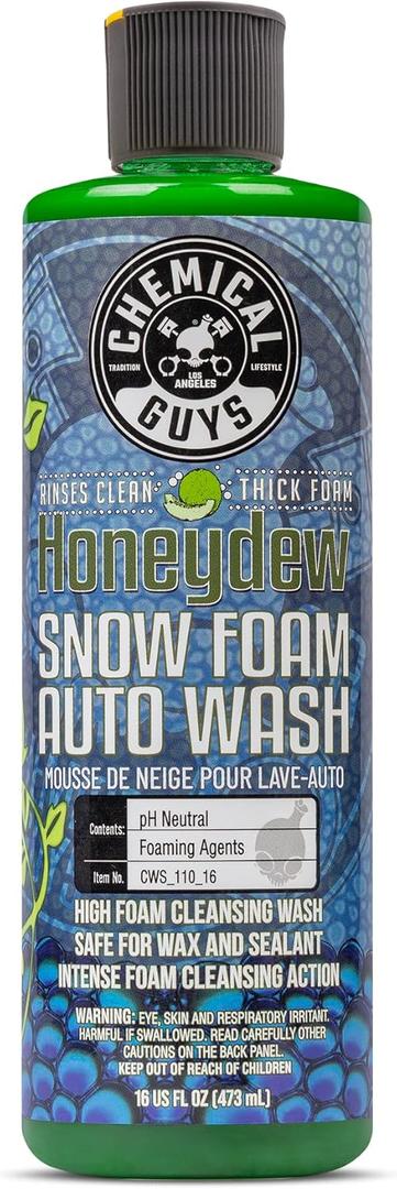 Chemical Guys CWS_110_16 Honeydew Snow Foam Car Wash Soap (Works with Foam Cannons, Foam Guns or Bucket Washes) Safe for Cars, Trucks, Motorcycles, RVs & More, 16 fl oz, Honeydew Scent