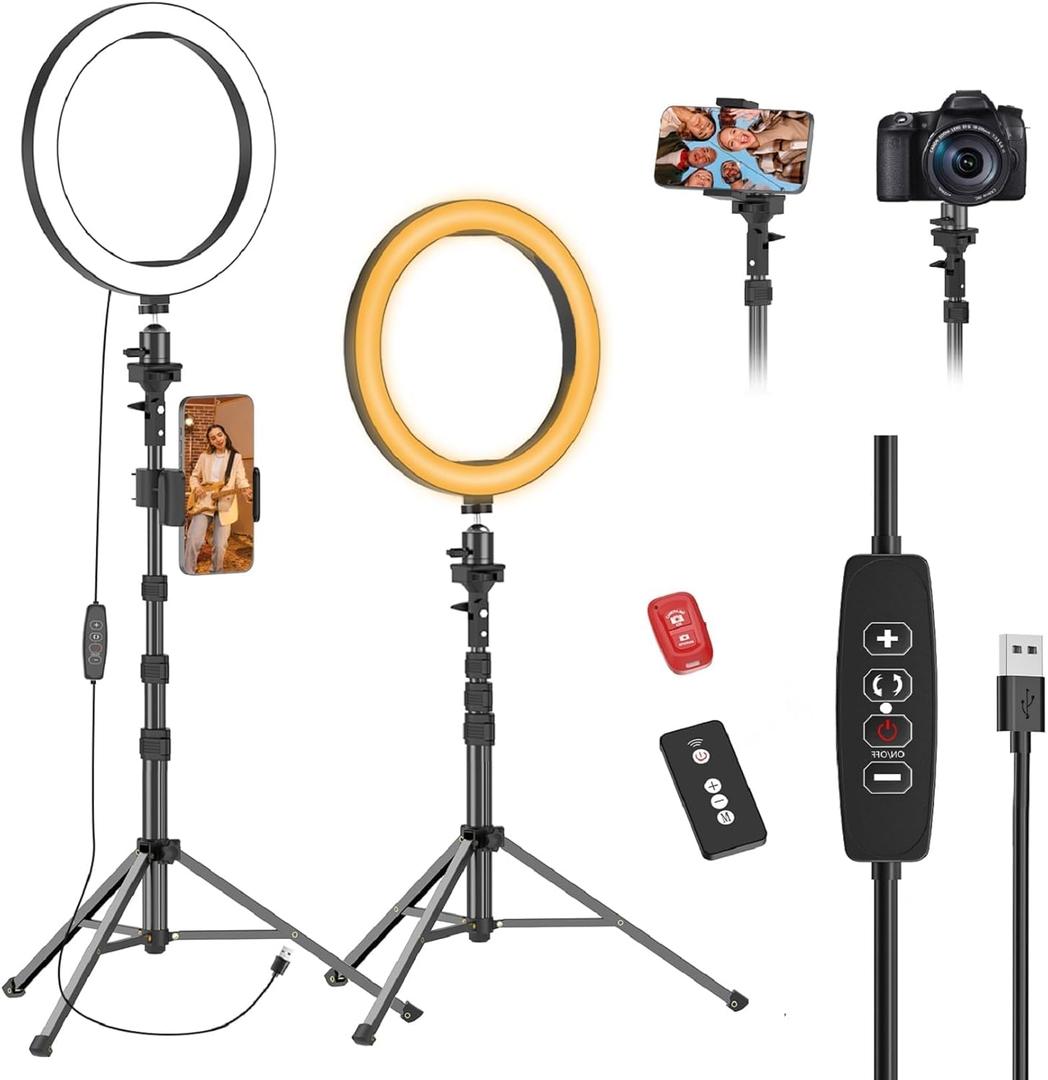 EMART 10" Ring Light with 55" Extendable Tripod Stands and Phone Holder, Dimmable LED Circle Round Light for Selfie Camera Photography/Makeup/YouTube Video/Vlogging/Live Streaming