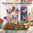 4th of July Decorations Outdoor, Set of 6 17-Inch Metal Patriotic Garden Stakes, Red White and Blue American Flag Heart Butterfly Star Yard Decor for Lawn, Porch, Memorial Day Decorations
