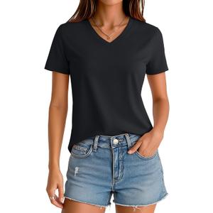 MAGCOMSEN Women's Short Sleeve T Shirt (Black, S)