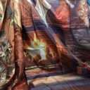 VitalCozy Christmas Fireplace Backdrop Christmas Xmas Tree Stocking Polyester Background Decoration for Photo Studio Props(Colorful,10 x 8 ft)