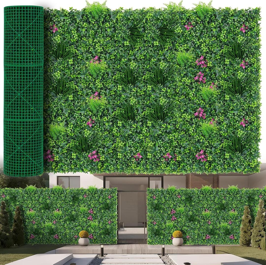 Yangrass Artificial Boxwood Wall Roll, 60"x120"(50 SQFT) Grass Wall Panels Greenery Wall Backdrop with Mint Plant Leaves, UV Protected Privacy Fence Screen Wall Grass for Indoor Outdoor Decor
