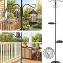 1 Set Upgraded 75.9" Shepherds Hook for Bird Feeder, Hanging Plant Wind Chime Stand, Metal Adjustable Standing Pole Holder for Indoor Outdoor, with 2 Rack & Weight Bag (2 Hooks)