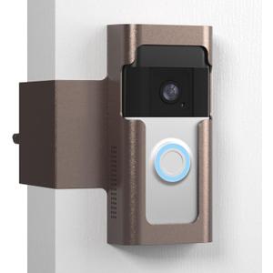 Anti Theft Ring Doorbell Mount: Metal Ring Apartment Door Mount Blink Doorbell Camera Holder No Drill - Renter Friendly Ring Doorbell Mount No Damage (Frosted Bistre)