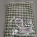 Romanstile Gingham Ruffled Tablecloth Rectangle - Waterproof Linen Cotton Checkered Table Cloth, Outdoor Plaid Table Cover for Picnic, Camping, Party - 60 x 102 Inch, Sage