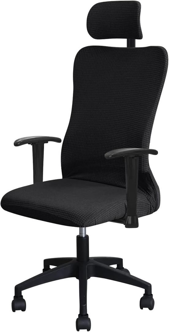 FORCHEER Ergonomic Office Chair Covers Set with Headrest Cover Water Repellent Managerial Chair Cover for Office Executive ChairBlack