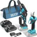 SEESII Mini Chainsaw & Electric Pruning Shears Combo, 6-inch Brushless Handheld Power Chain Saw, 1.2 Cutting Cordless Pruner for Tree Trimming, Tools Kit with 2x2000mAh Batteries, Fast Charger