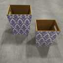 Blue and White Floral Ceramic Trash Can, Gallon Small Bathroom & Kitchen Garbage Bin, Decorative Waste Basket for Bedroom, Office, Hotel – Elegant Floral Design, Heavy Duty, Size: 12 inches and 11 inches 