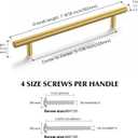 Haliwu 30 Pack 5 Inch Hole Center Cabinet Handles Brass Gold Cabinet Pulls Drawer Pulls Modern Bar Dresser Handles for Bathroom Kitchen Bedroom