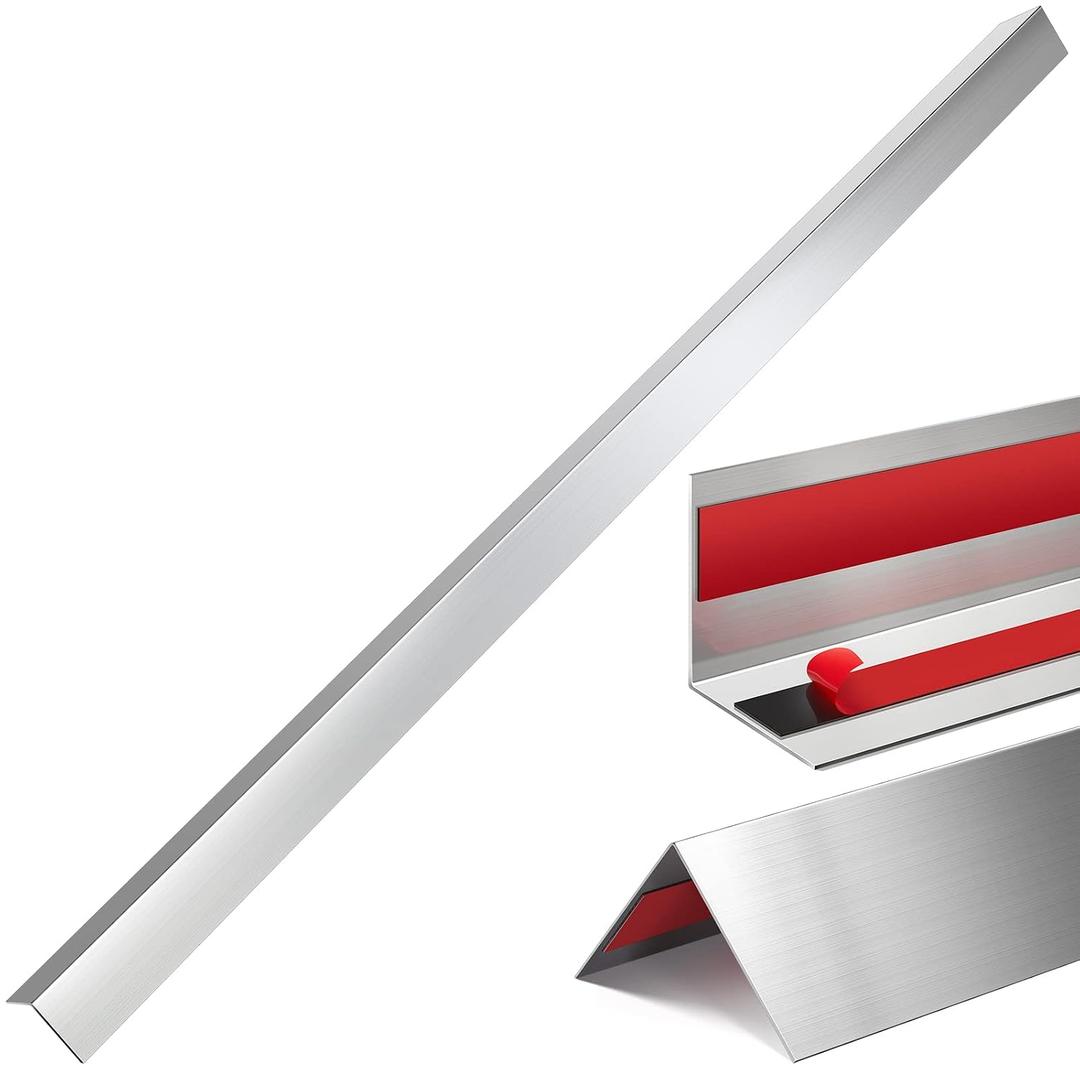 Therwen 5 Pcs 1 x 1 x 48 Inches 304 Stainless Steel Corner Guards Metal Wall Guard Protector Corner Trim Molding for Door Countertop Furniture Cabinet Protection