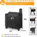 Kipiea 600D Heavy Duty Grill Cover for Traeger Pro 22 & 575 Series, Waterproof Wood Pellet Smoker Cover with Windproof Buckles, Pellet BBQ Grill Covers for Outside Anti-UV, No Tear, No Fading